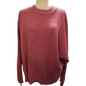 Tahari Crewneck Zip-Cuff Women Oversized Sweater, Rose Heather, Pink, Large